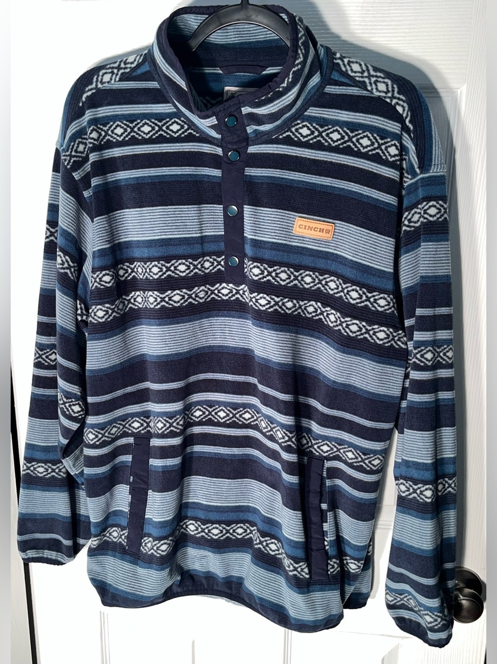 Cinch Men's 1/4 Snap Pullover Stripe Fleece Geometric Aztec Size Large L Jacket